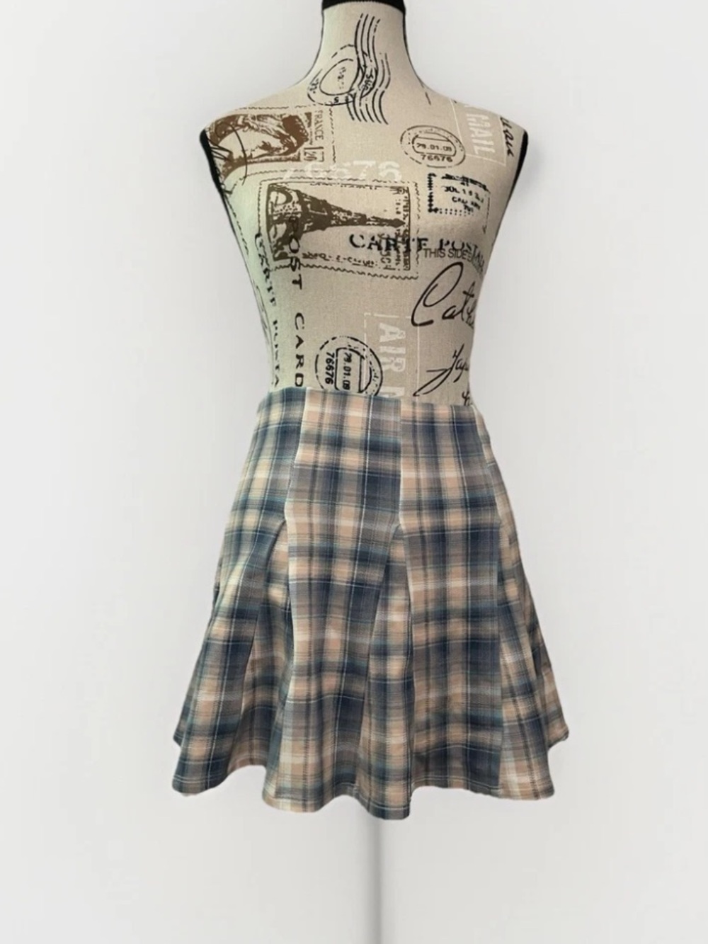 Evolutionary Brand Gingham Plaid Checked Skirt Blue And Pink Women’s Small